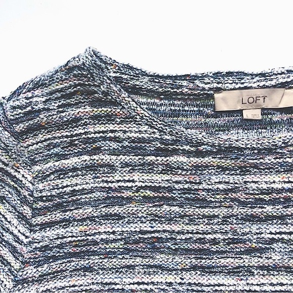 LOFT Space Dye Neutral Multicolor Striped Knit Sweater - Picture 2 of 8